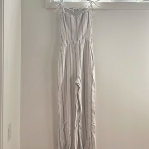 Abercrombie & Fitch White/Blue Striped Sleeveless Romper